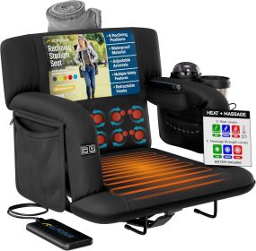 Alpcour Premium Heated Massage Reclining Stadium Seat for Bleachers with Back Support